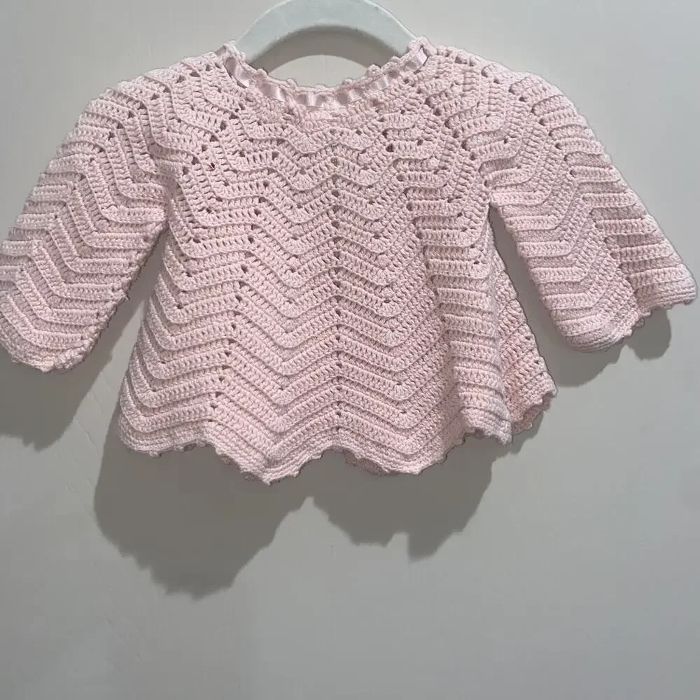 GYMBOREE 3-6 Mo Holiday Friends Rosebud Crotchet Cardigan Fall Winter Easter